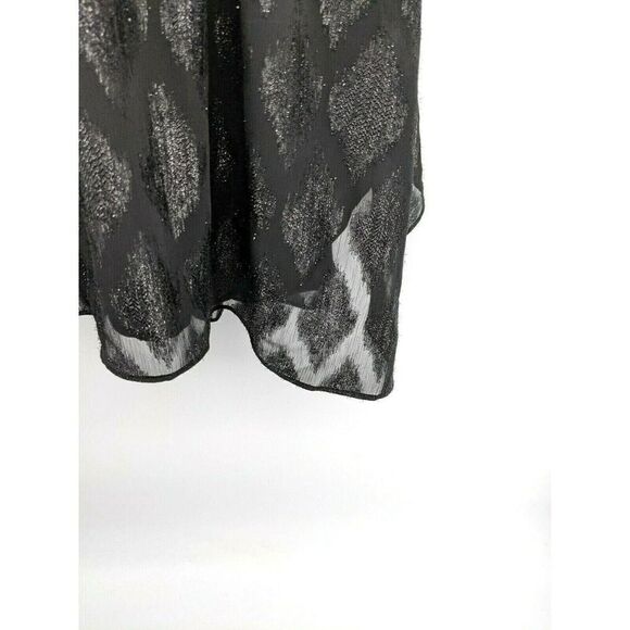 A Pea in the Pod Black Sparkle Shimmer Shirt Top Blouse Sz Medium Tie - Picture 6 of 10